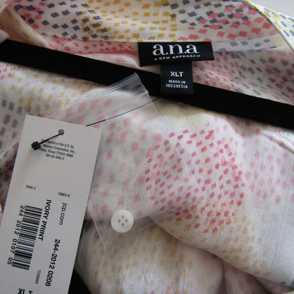 ANA Women's Abstract Print Surplice Top XL Tall Multicolor Boho Maximalist - Picture 9 of 10